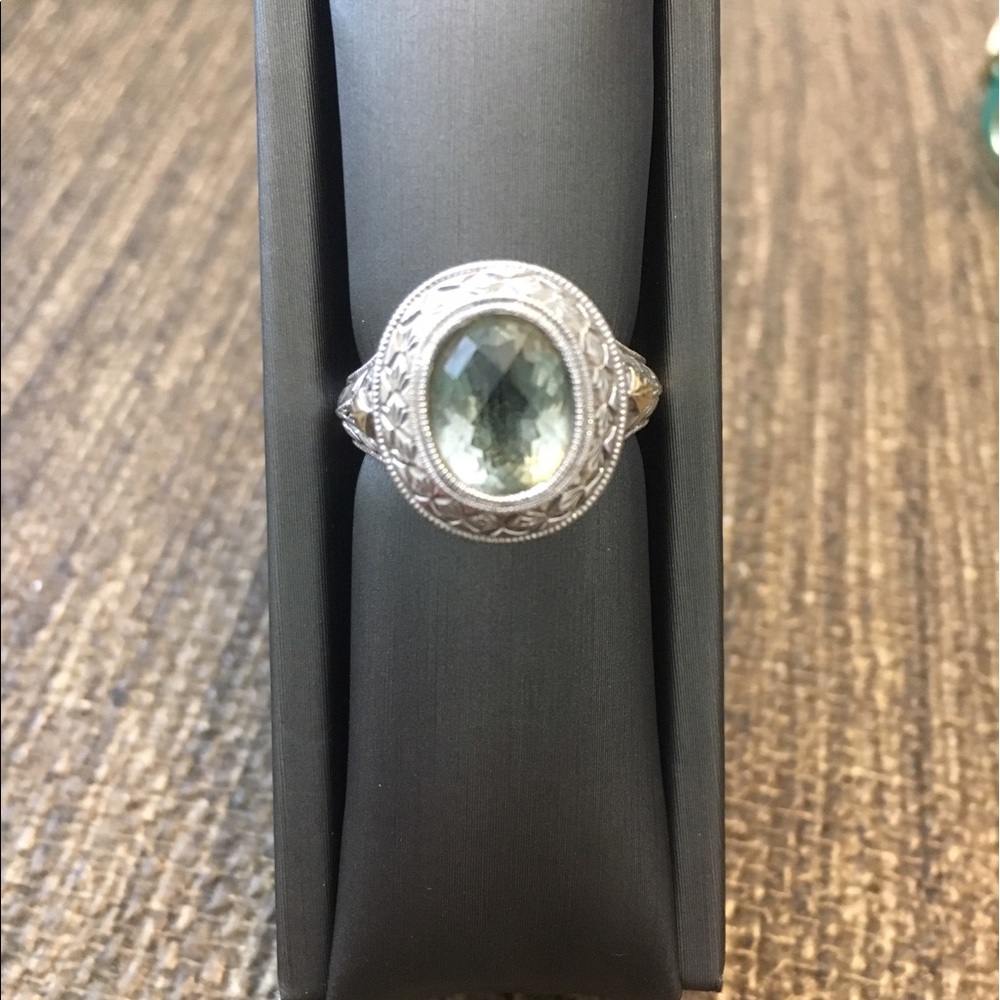 Authentic 18K Gold/silver Green Tourmaline ring
